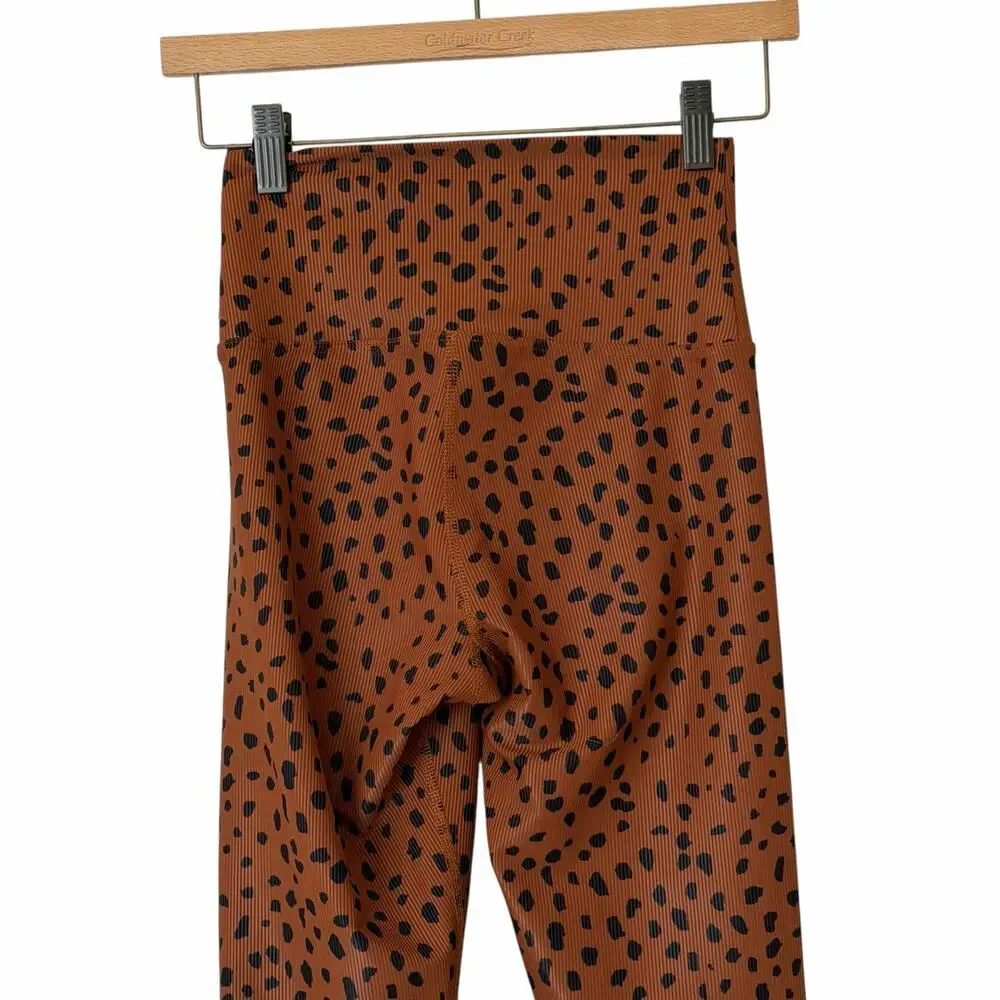 BEACH RIOT SPORT Ayla Ribbed Full Length Made in USA Legging in Brown Spot,Small